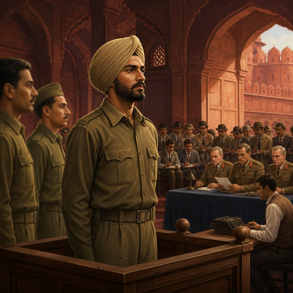 Gurbaksh Singh Dhillon standing in the dock at the Red Fort