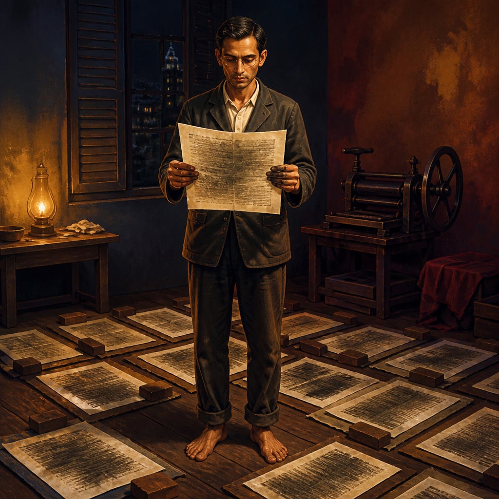 Har Dayal reading the first damp sheet of Ghadar