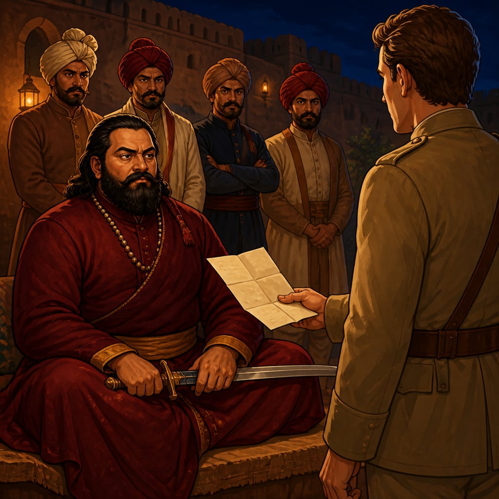 Beni Madho refusing Lord Clyde's terms inside Shankarpur fort