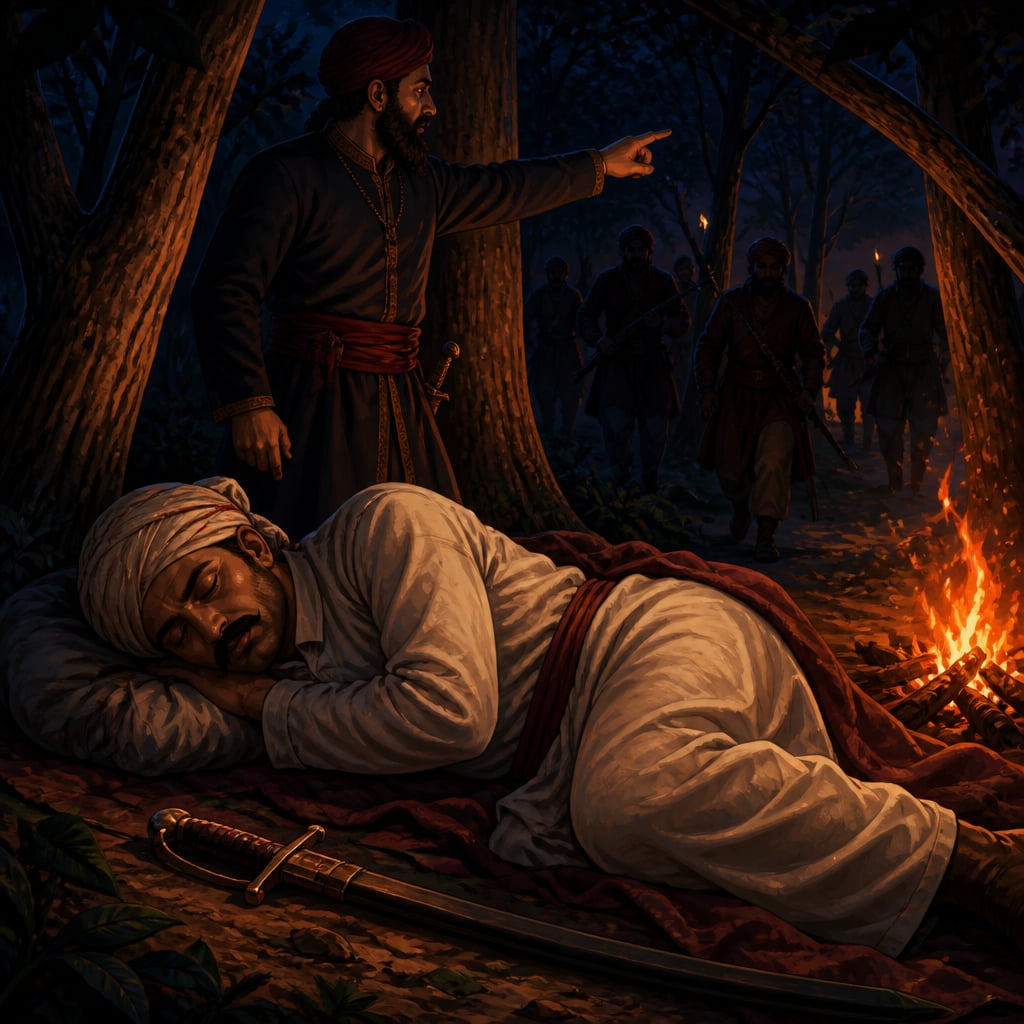 Tatya Tope asleep in the Paron forest camp before capture