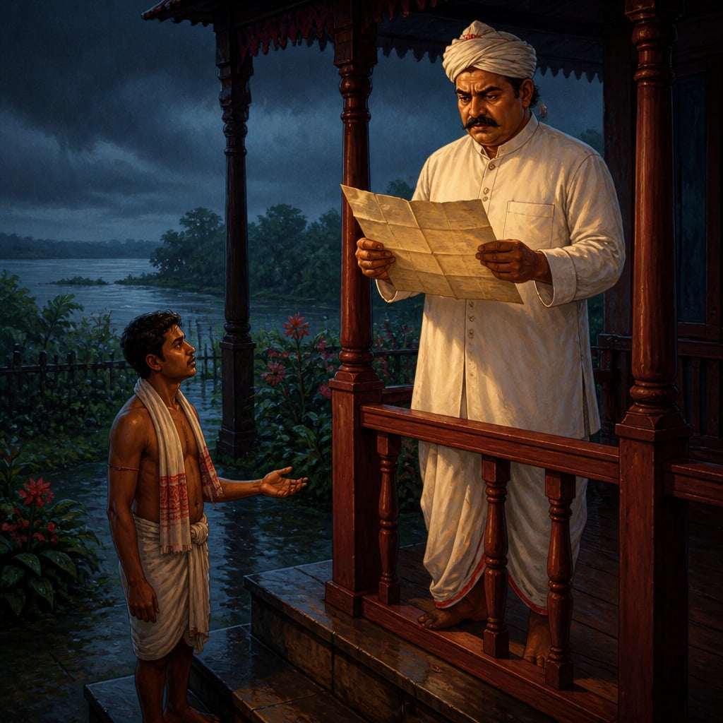 The daroga reading the misdelivered letter at Jorhat