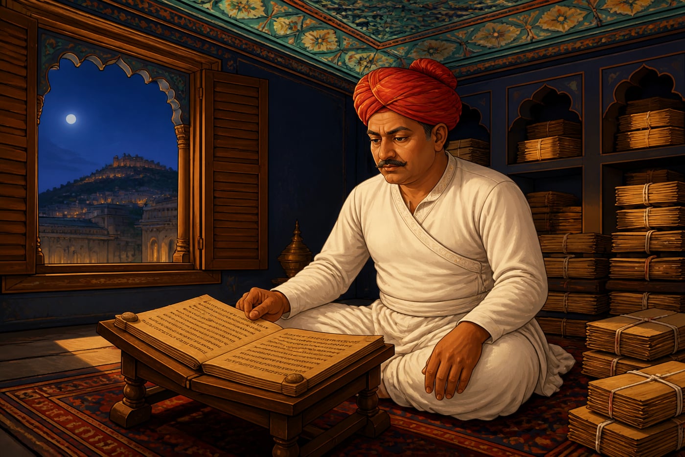 Babasaheb reading Sanskrit in the Raj Wade