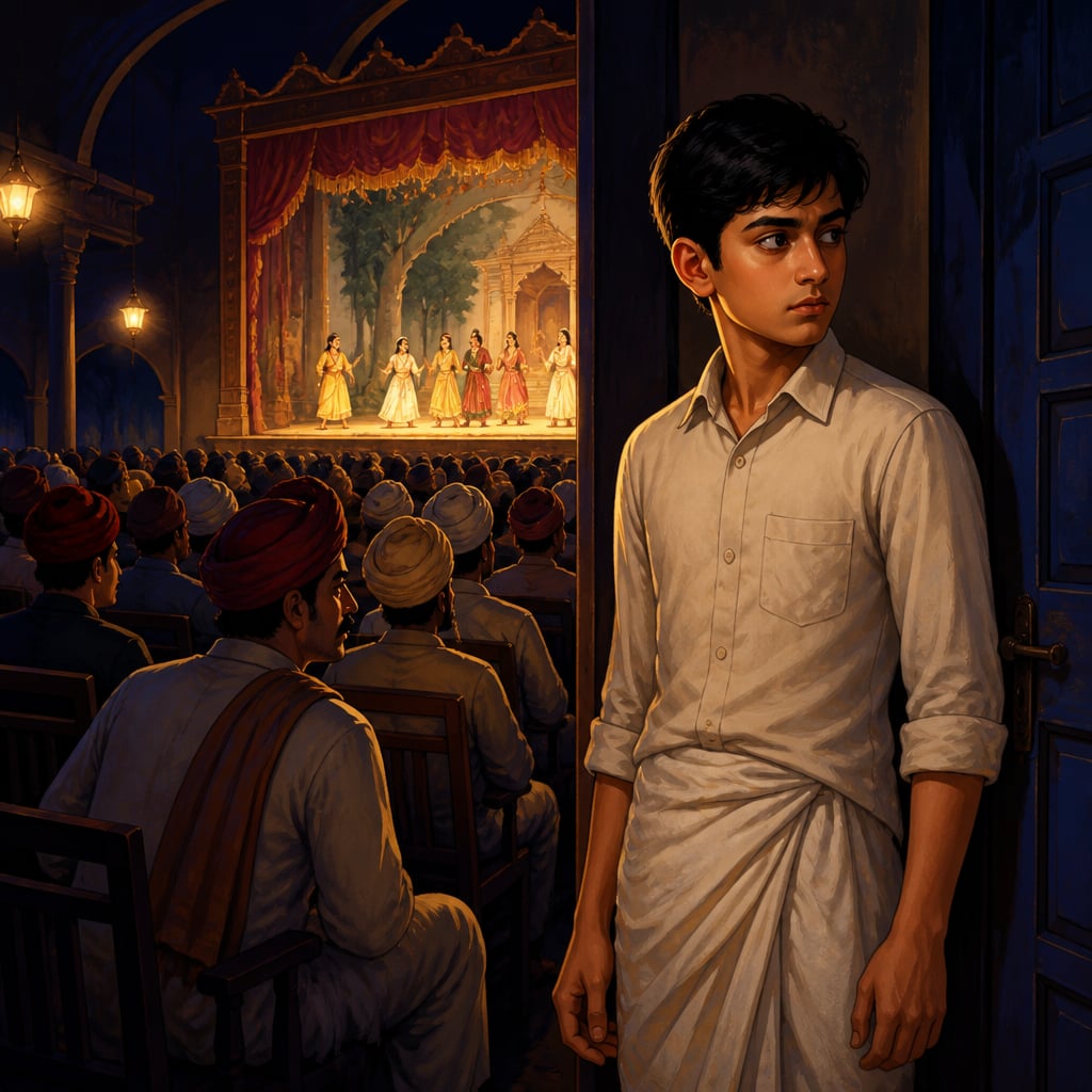 Kanhere waits by the door as the theatre fills