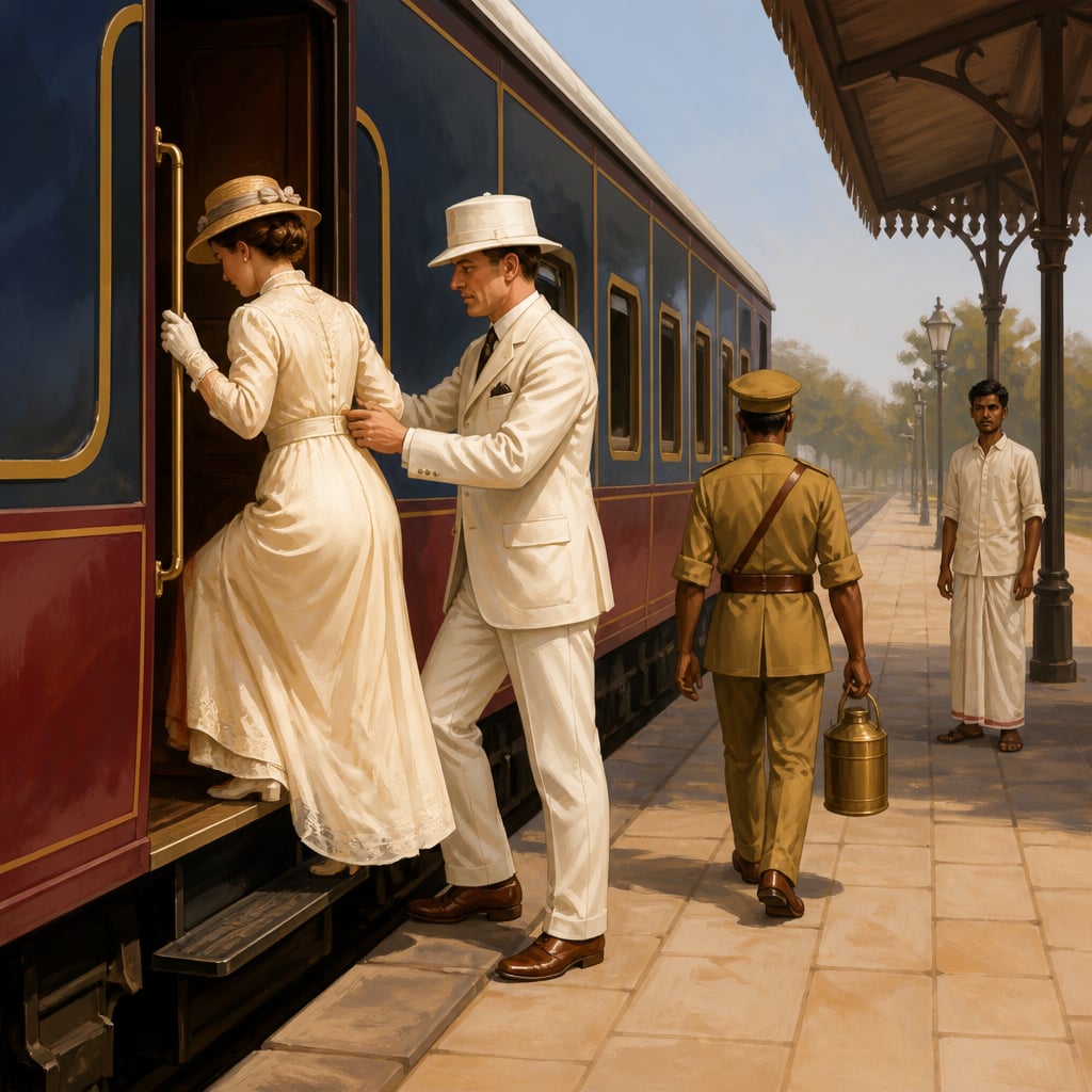Ashe helps his wife aboard as the guard walks away