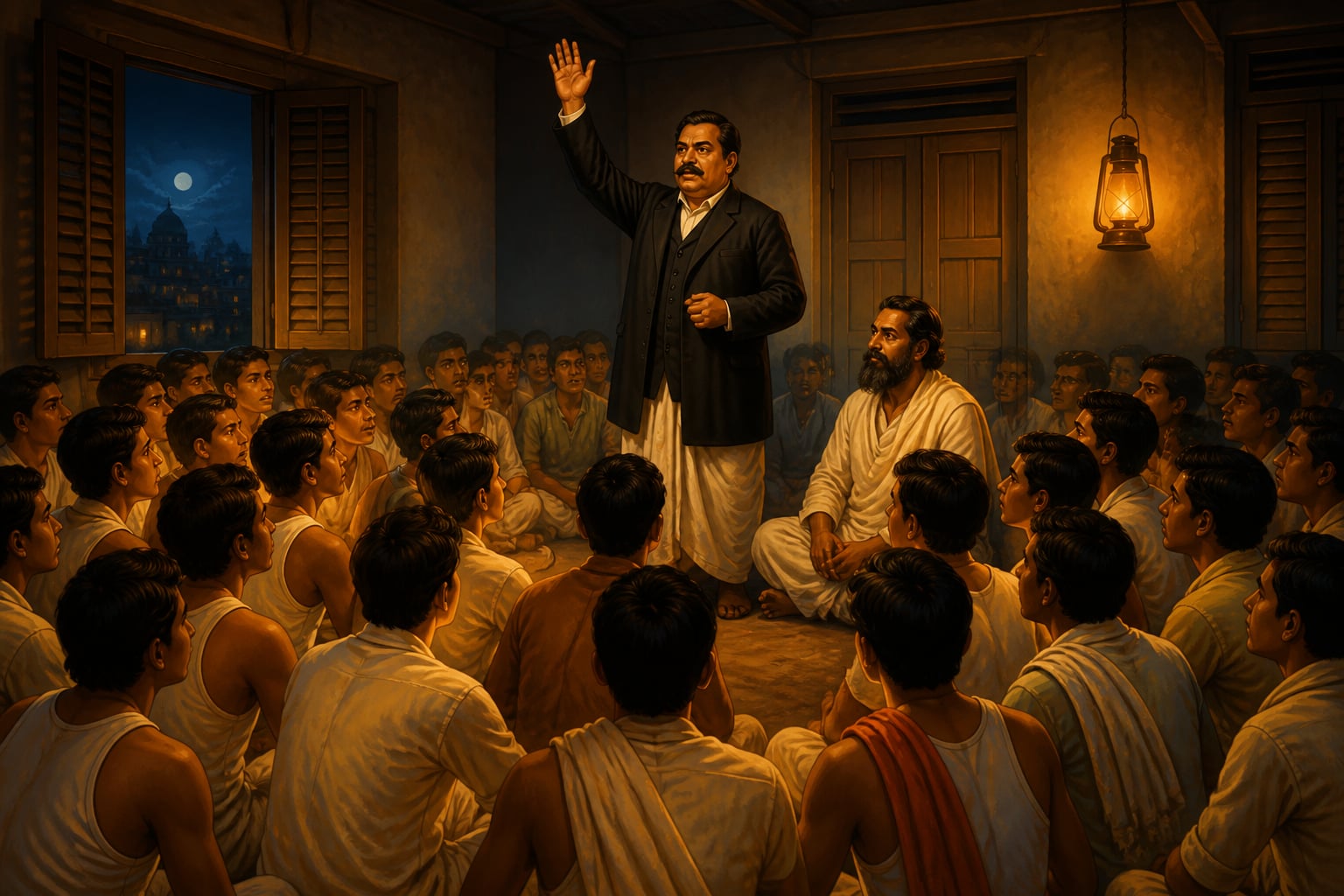 Eighty volunteers answering in a Dacca room