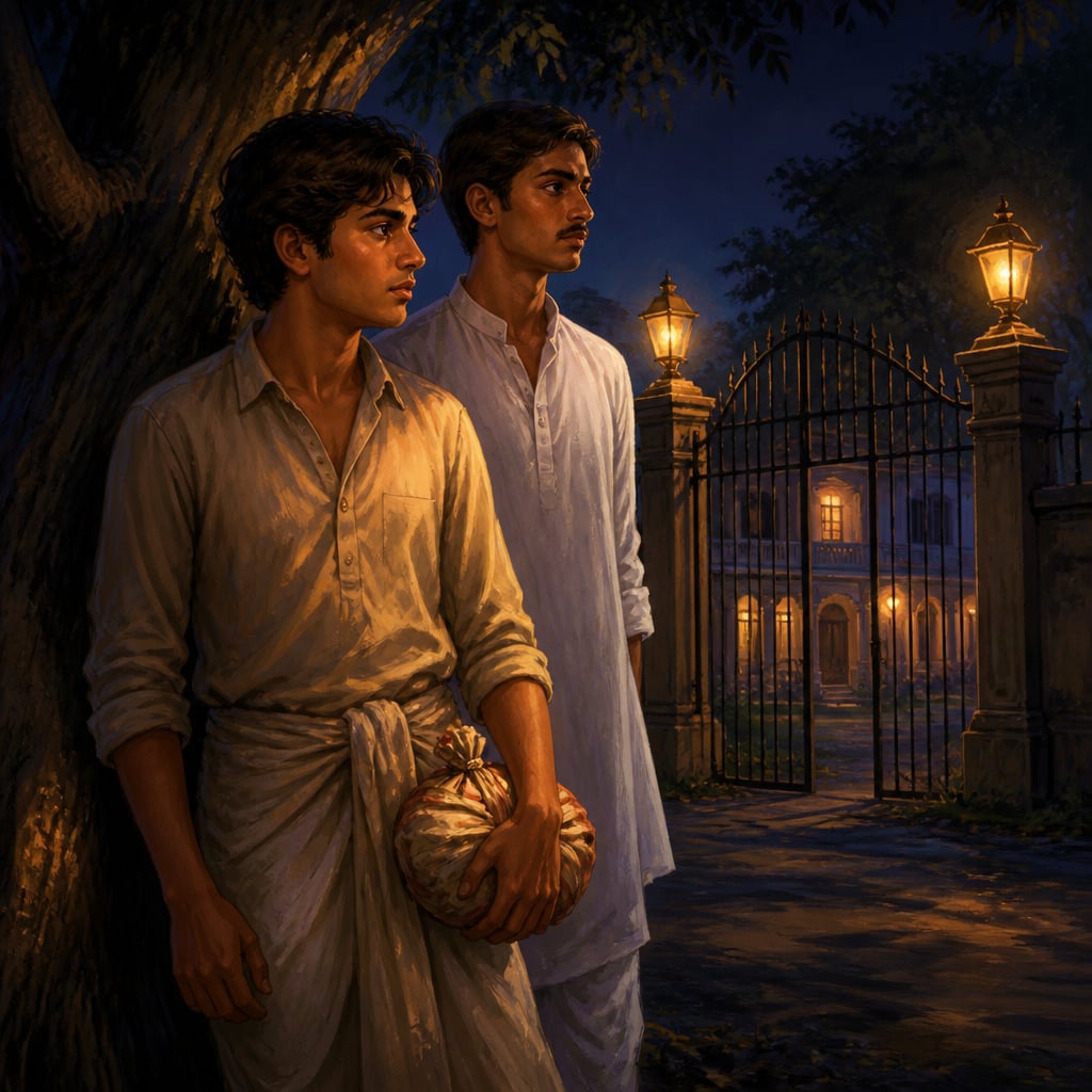 Two boys wait in the dark outside the club gate
