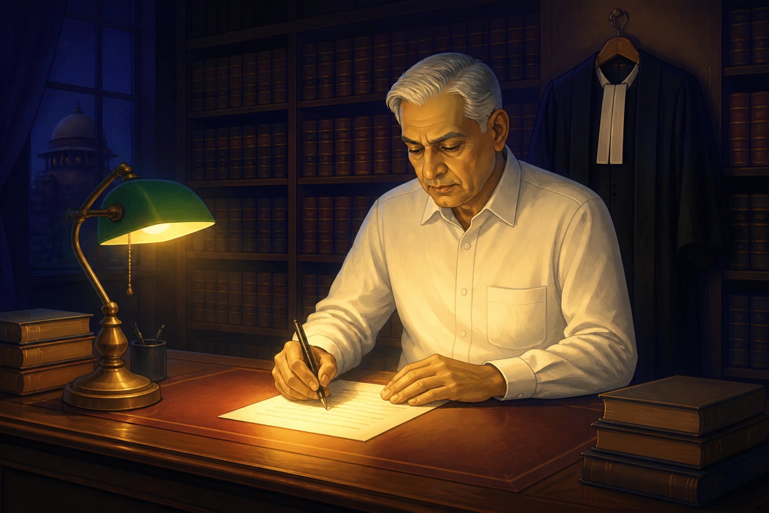 Justice Khanna writes his lone dissent at night