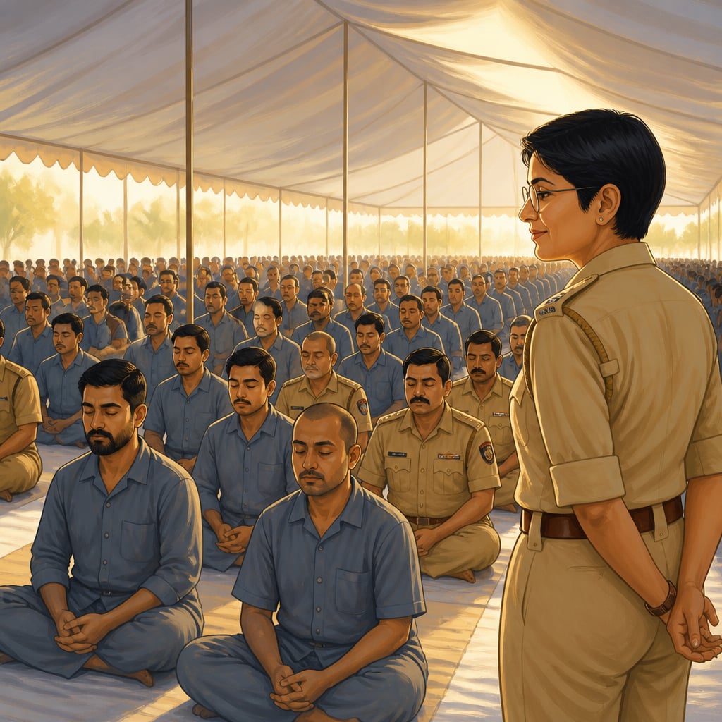 A thousand prisoners sit in silence at Tihar