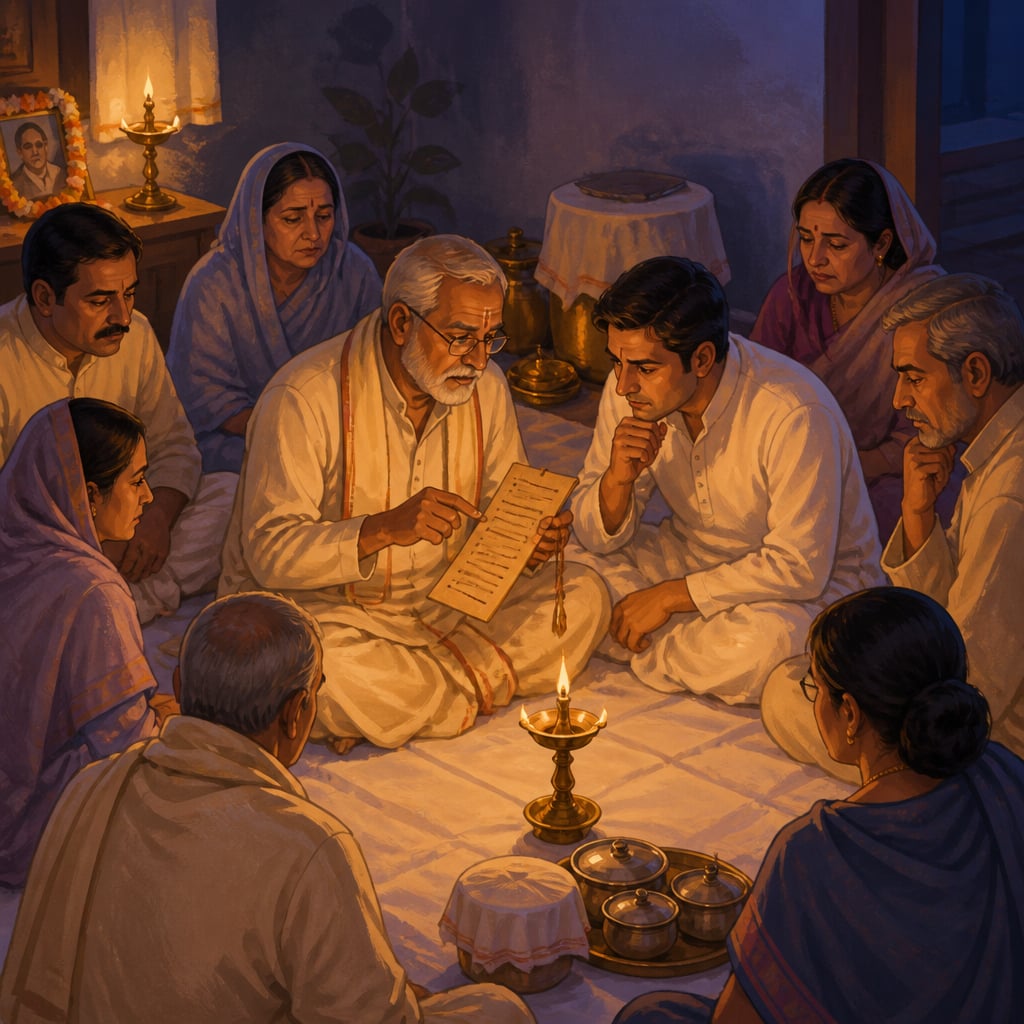 The priest reads the thirteen days' tasks to the house
