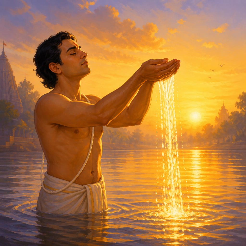 Tarpana: water offered to the line behind you