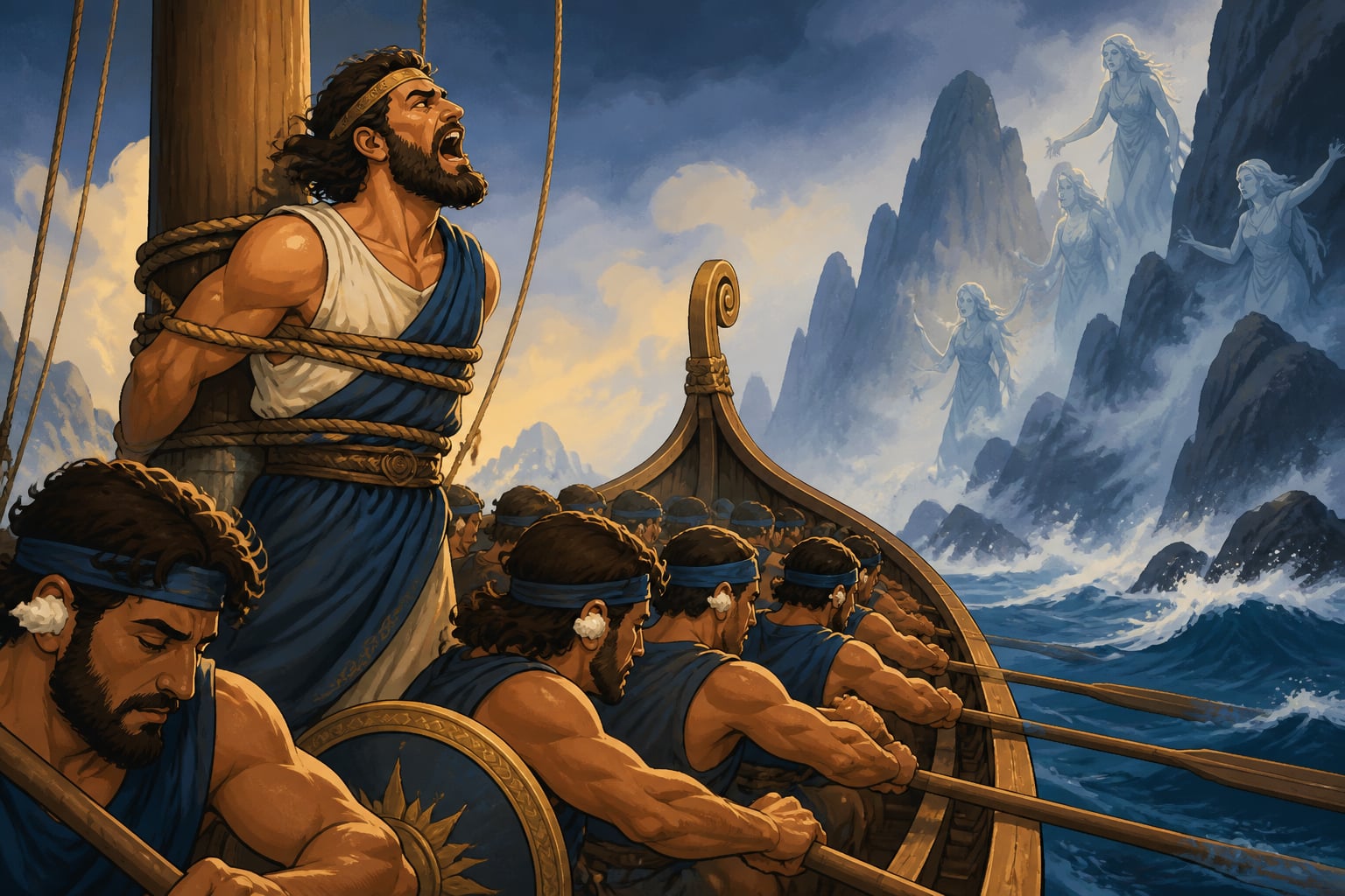 Odysseus bound to the mast against the song