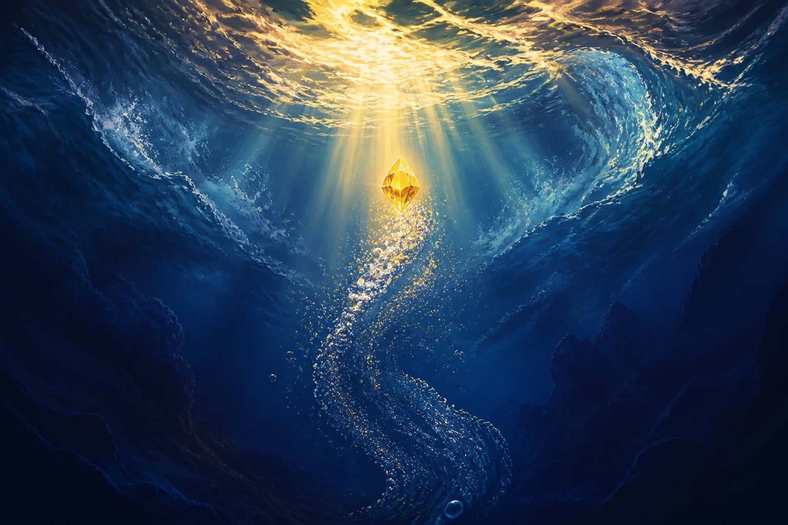 The jewel surfacing from the churning sea