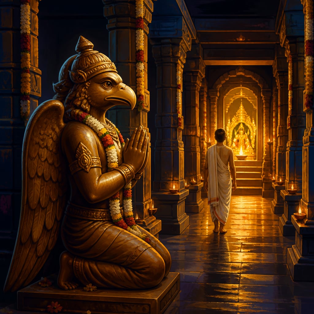 The eagle listens before the sanctum forever