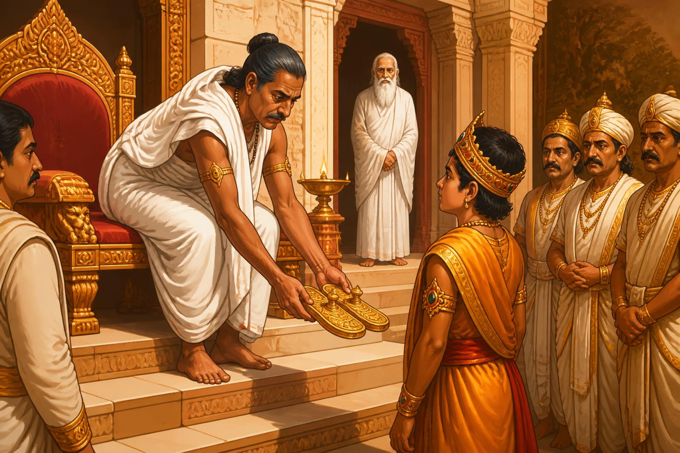 Chandragupta transfers the throne to Bindusara
