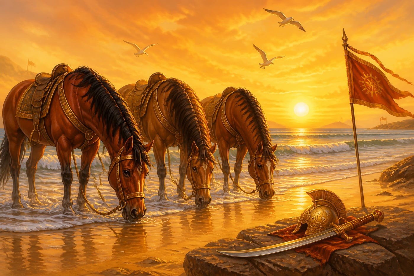Satavahana horses drink at the Arabian Sea, the three oceans claimed