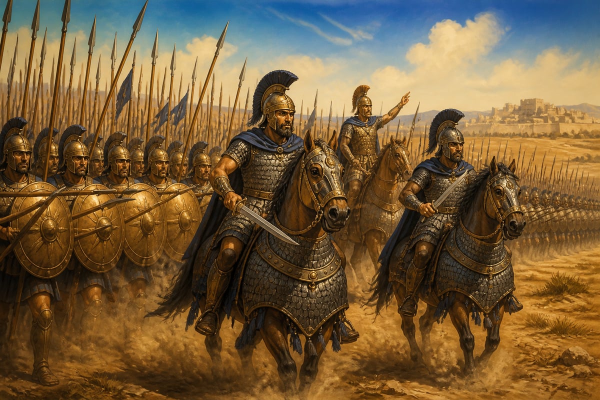 Indo-Greek phalanx advancing on the Gangetic plain