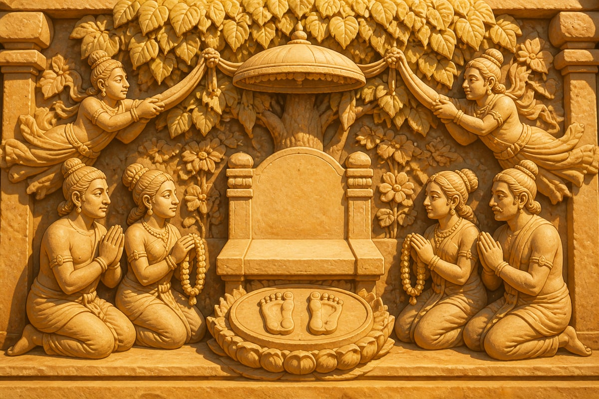 Aniconic Buddha as an empty throne at Bharhut