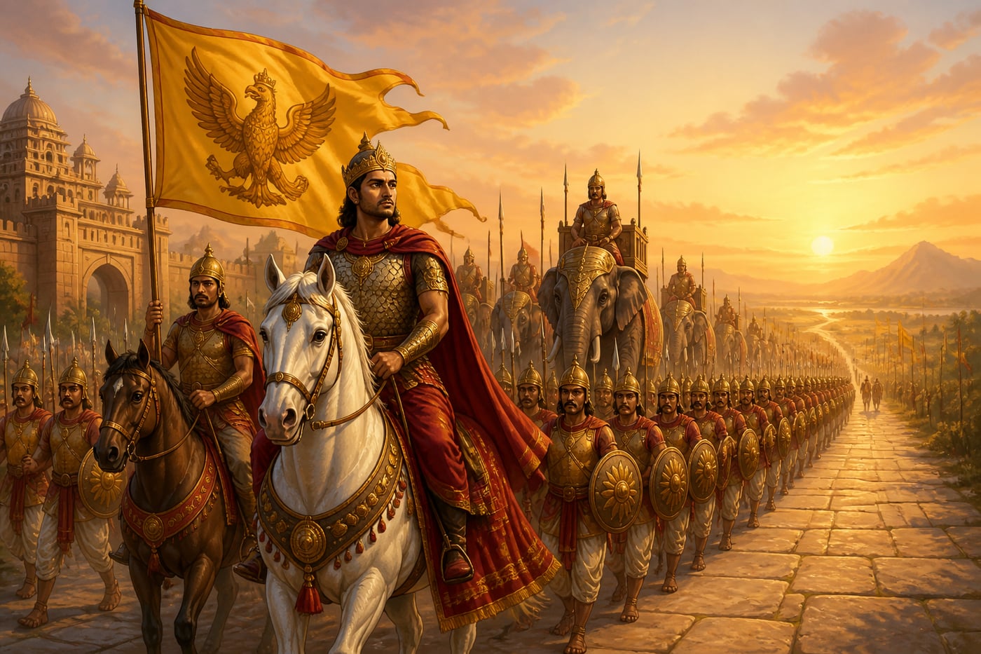 Skandagupta marching toward the northwestern frontier