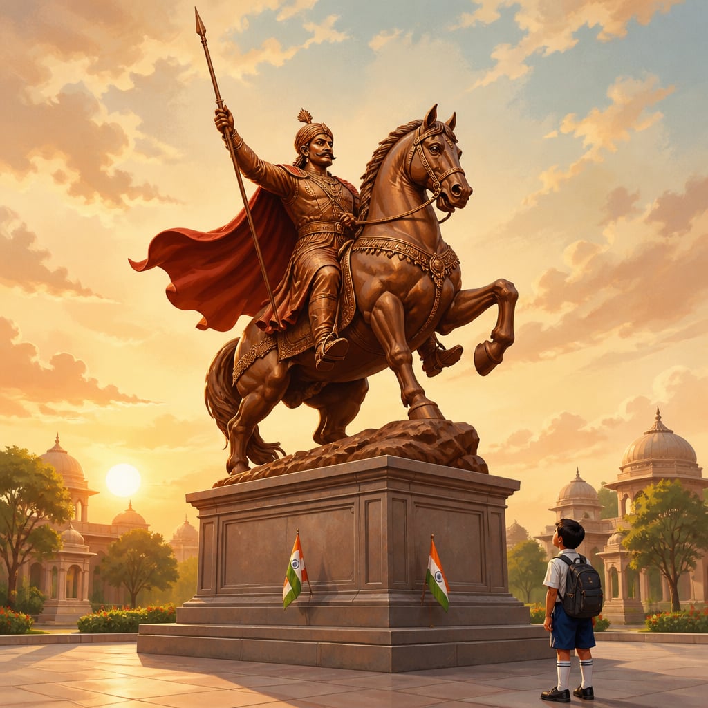 Bronze equestrian statue of Maharana Pratap on Chetak