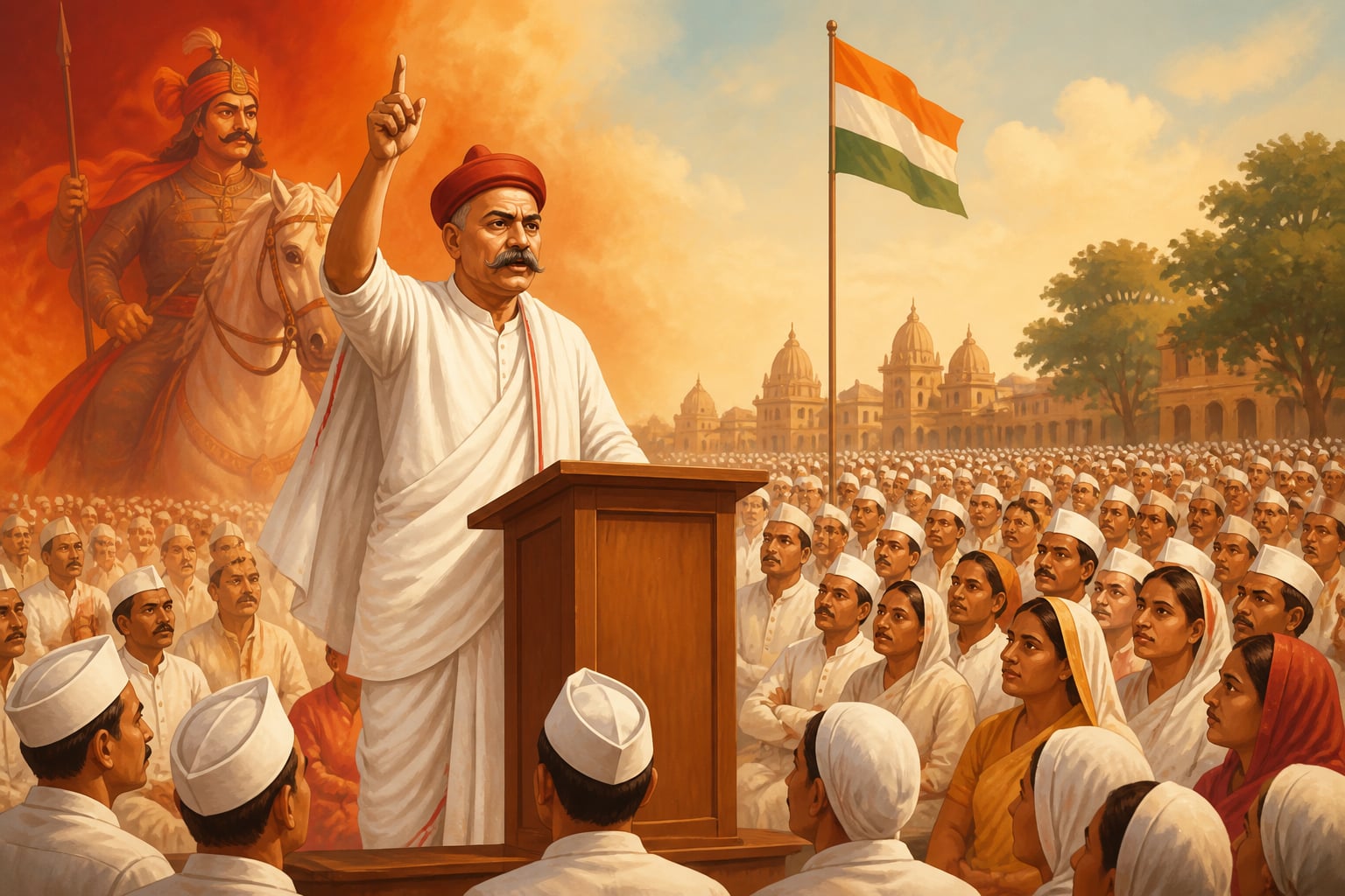 Bal Gangadhar Tilak invoking Pratap's memory before a nationalist crowd