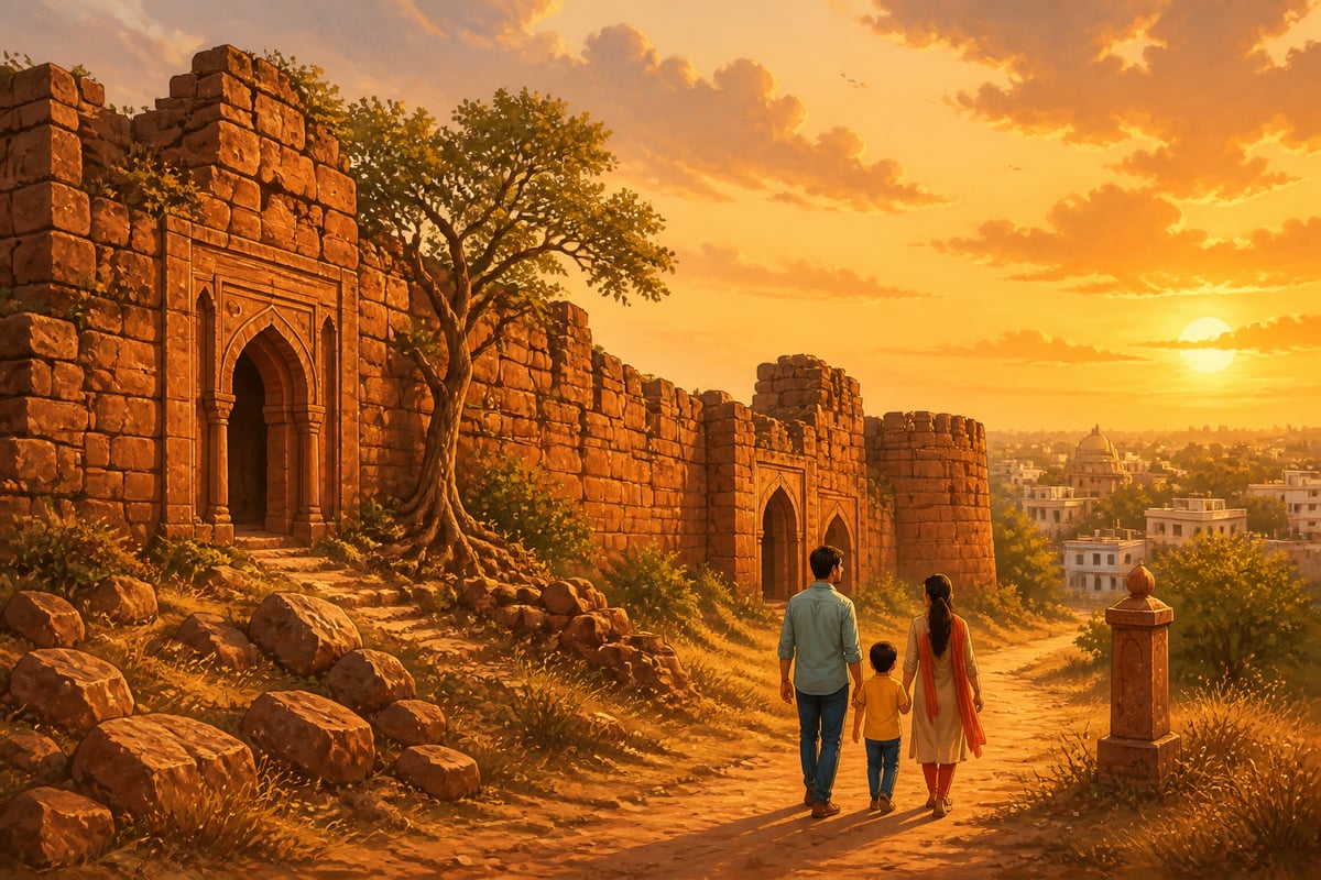 The standing ramparts of Qila Rai Pithora in present-day Mehrauli