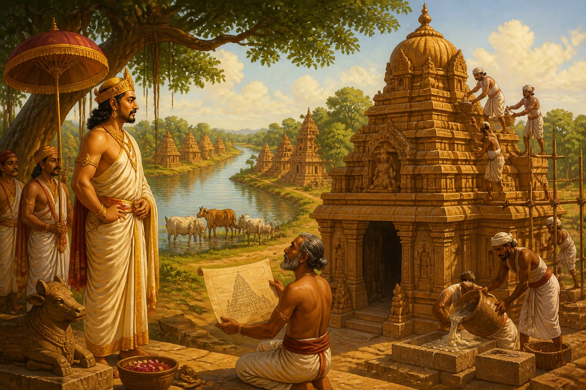 Aditya I inspecting new Kaveri-bank Shiva temples