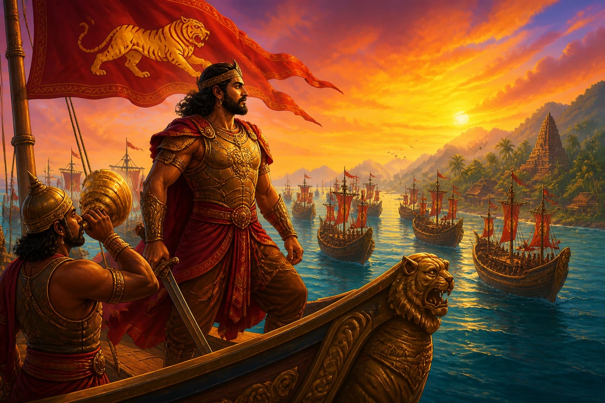 Rajendra Chola's fleet approaching Srivijaya coast