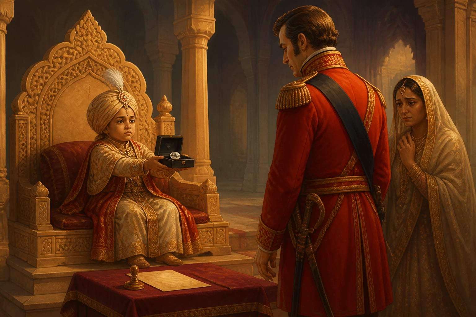 Child Duleep Singh surrendering the Koh-i-Noor