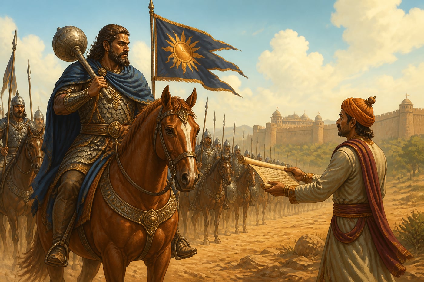 Rebel noble Karka with cavalry on Gujarat plain