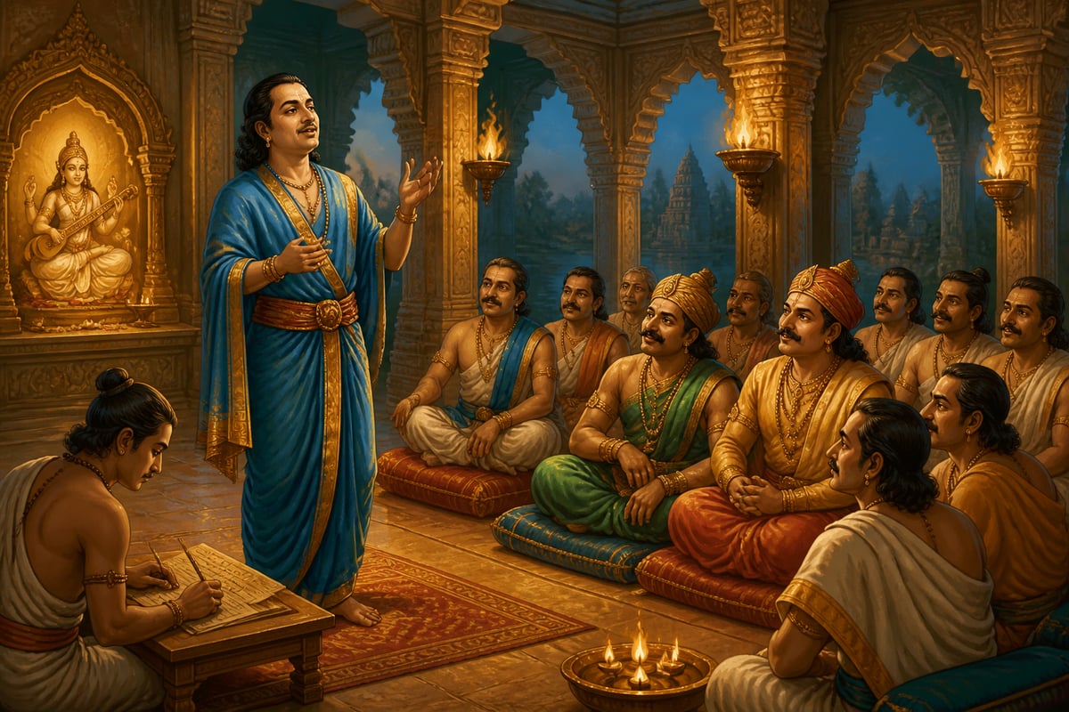Pampa reciting Kannada verses in tenth-century court