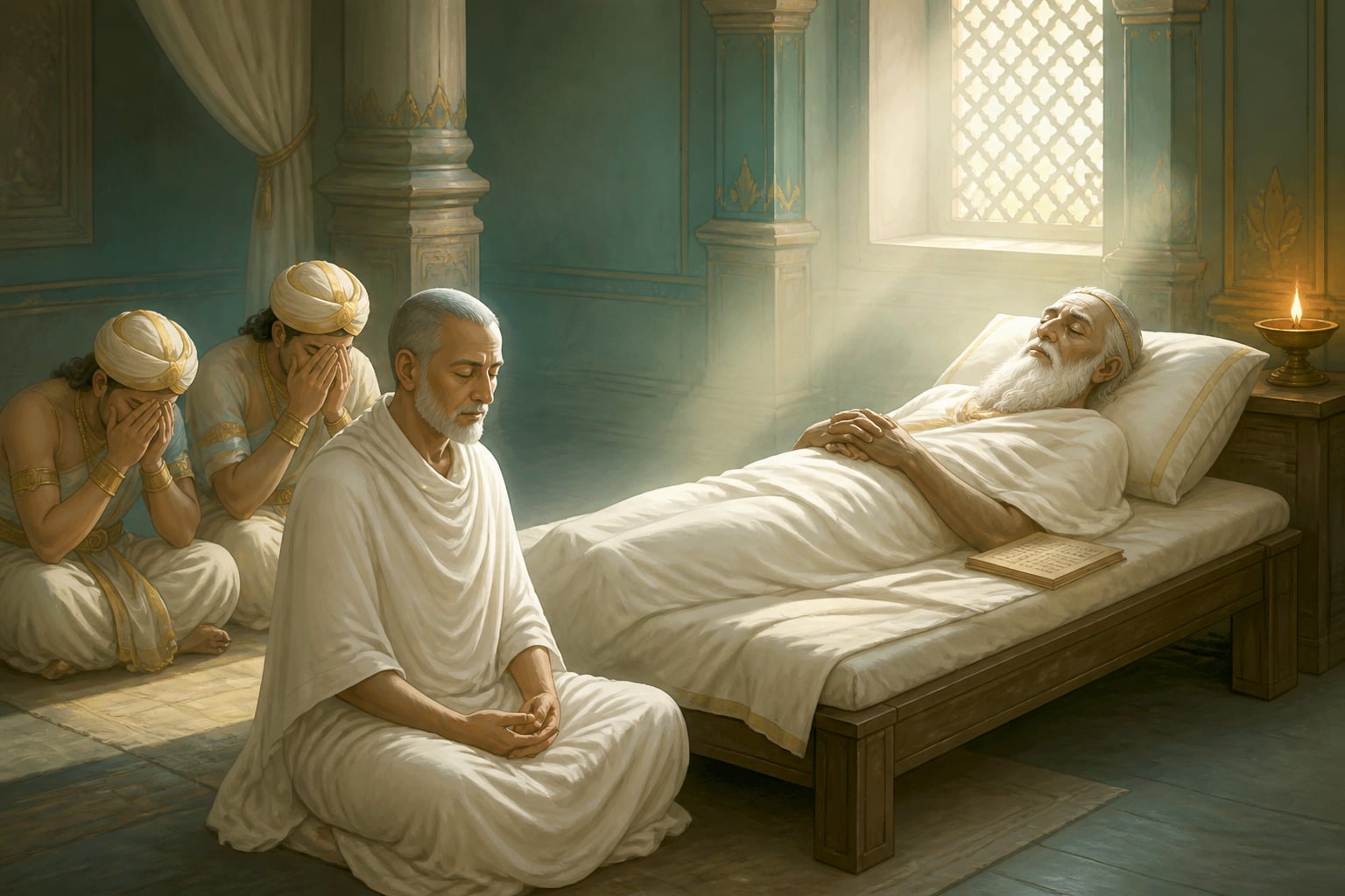 Dying Amoghavarsha attended by Jain acharya
