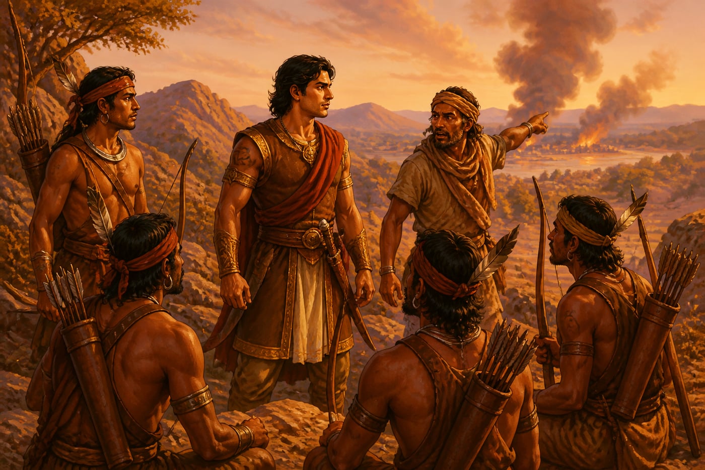 Bappa Rawal meets Bhil warriors as news of the Arab threat arrives