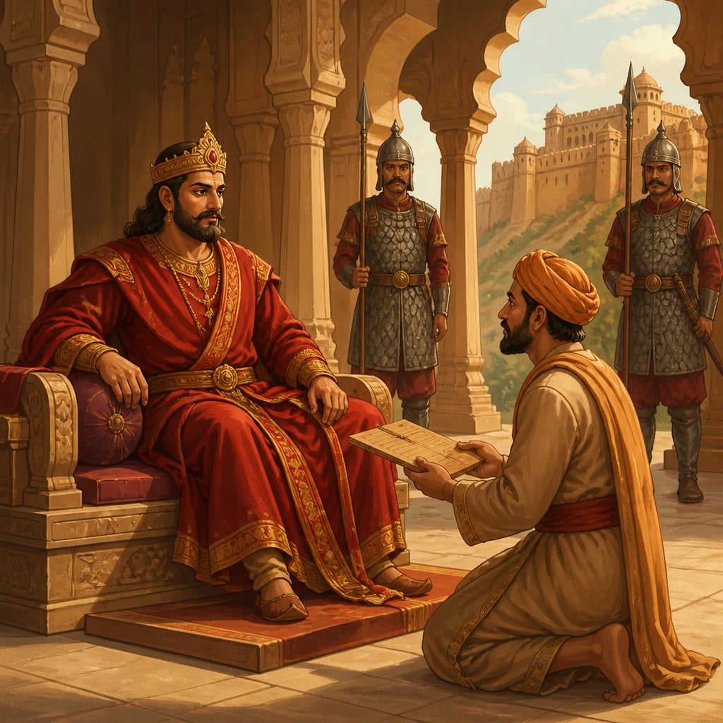 Bappa Rawal holding court at Chittor as king