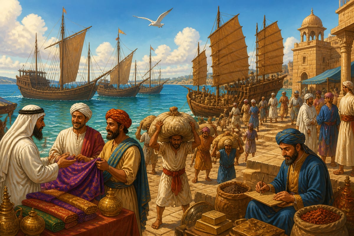 Ships unloading at the port of Debal