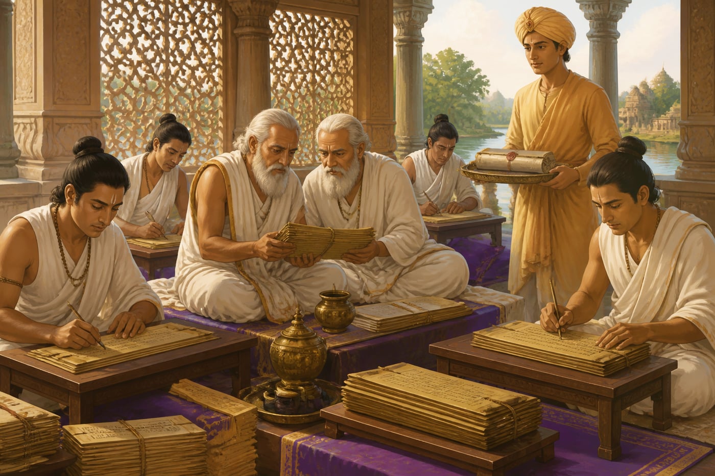 Sanskrit pandits at Dahir's court library