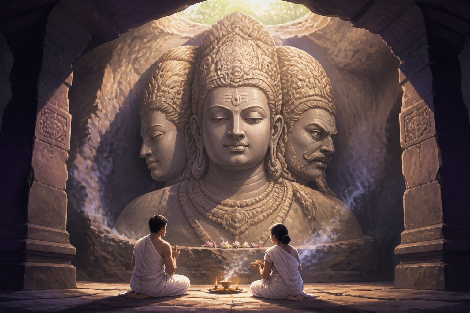 The great Trimurti Shiva sculpture at Elephanta caves