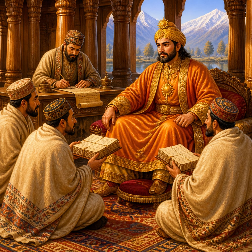 Lalitaditya presiding over his council chamber