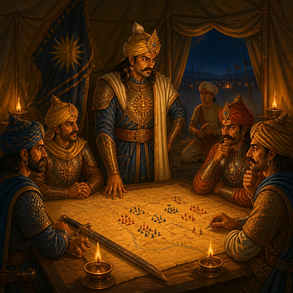 Nagabhata I at the war council on the eve of battle