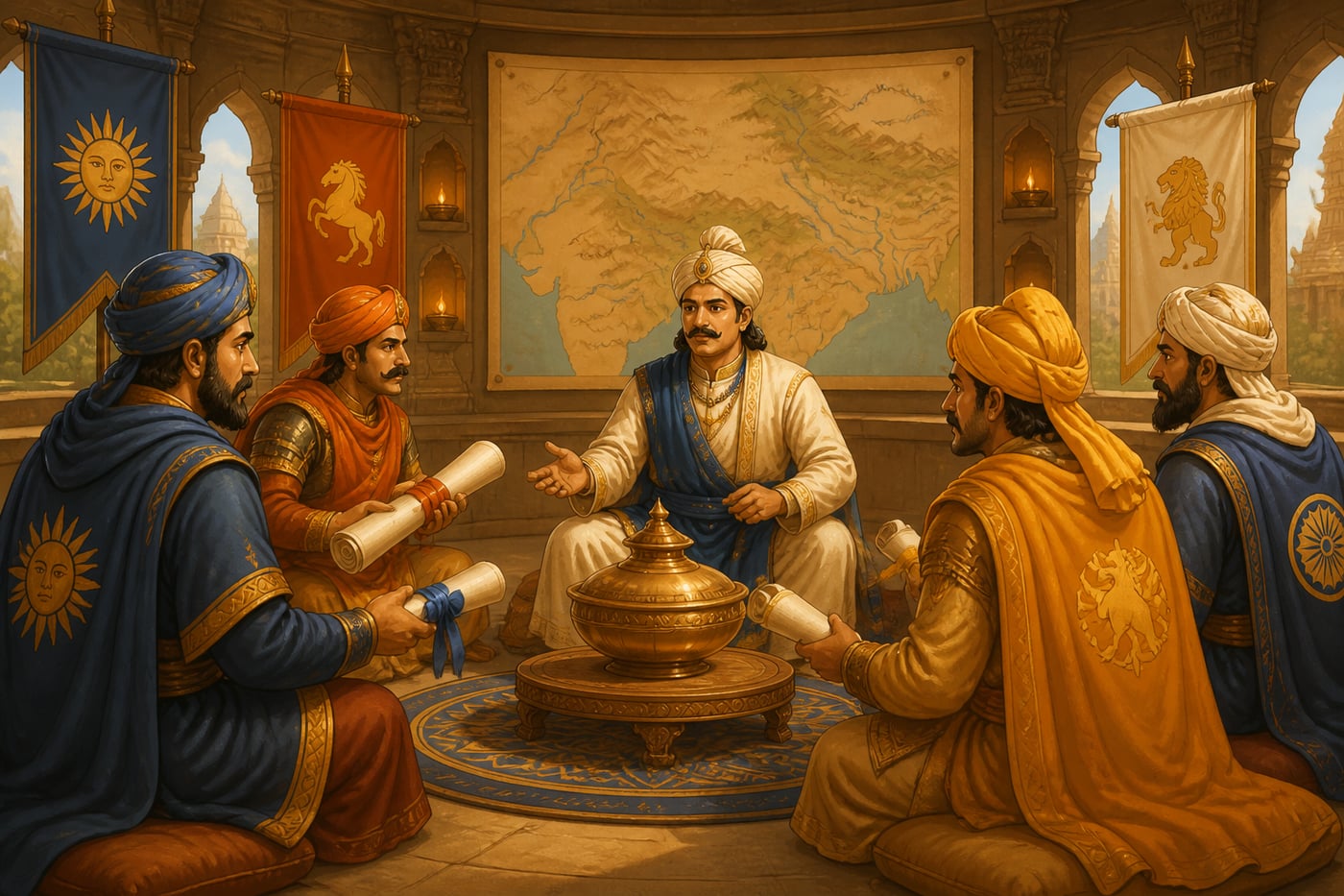 Confederate envoys formalizing the alliance at Ujjain