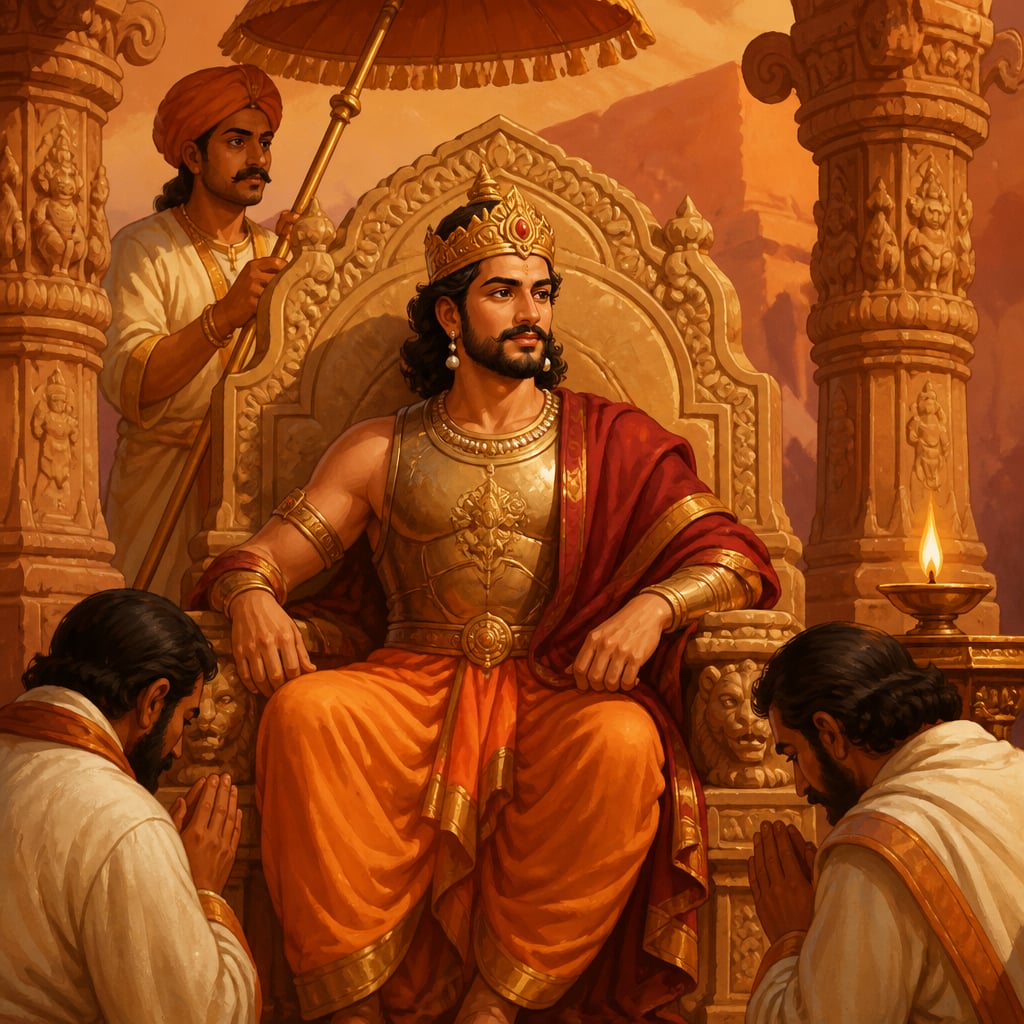 Pulakeshin II crowned on the Vatapi throne after the civil war