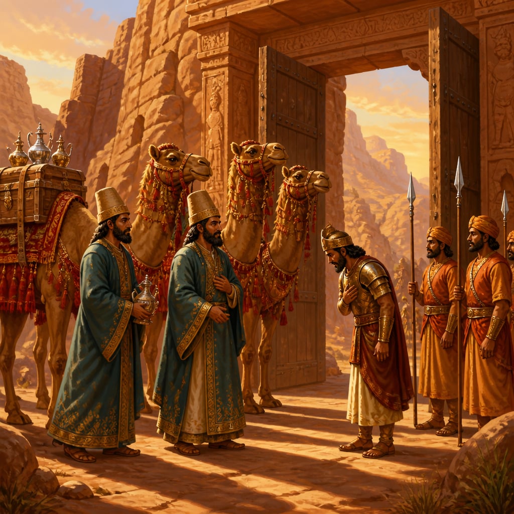 Sasanian Persian caravan arriving at the Vatapi gates