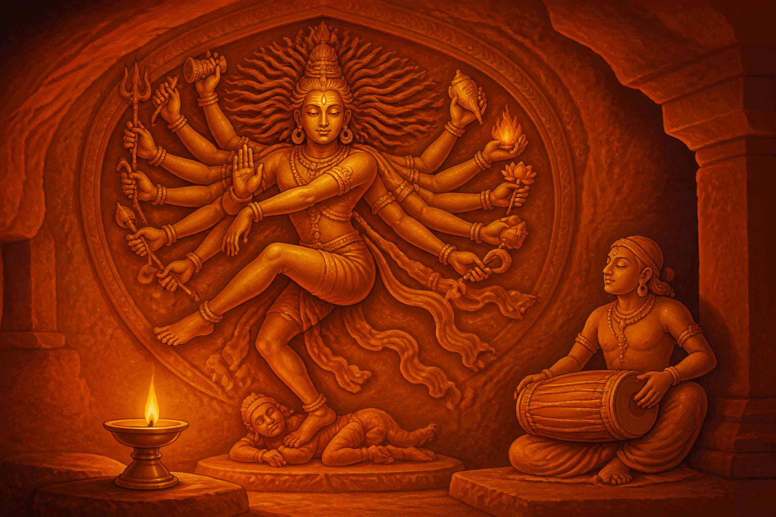 The Nataraja relief inside Badami Cave One