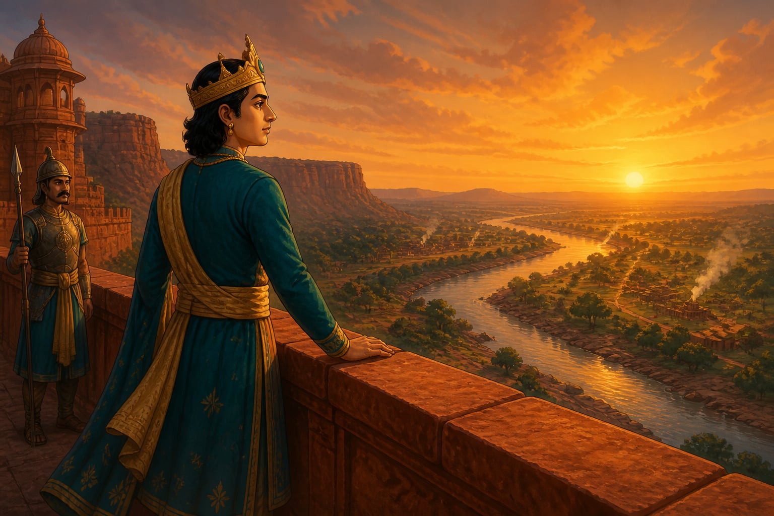 Vikramaditya at the Badami ramparts at dusk