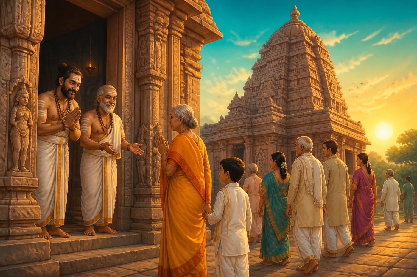 Pilgrims at the Virupaksha temple twelve centuries later