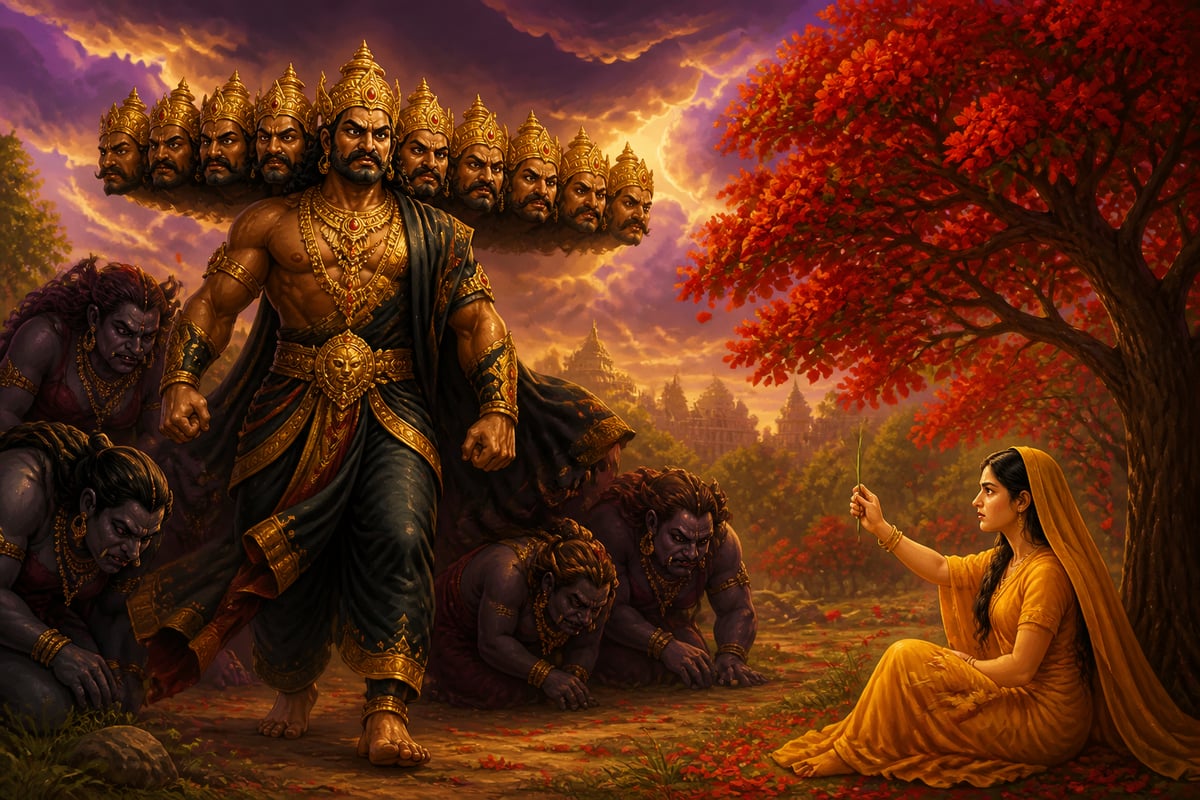 Ravana strides into the Ashoka grove