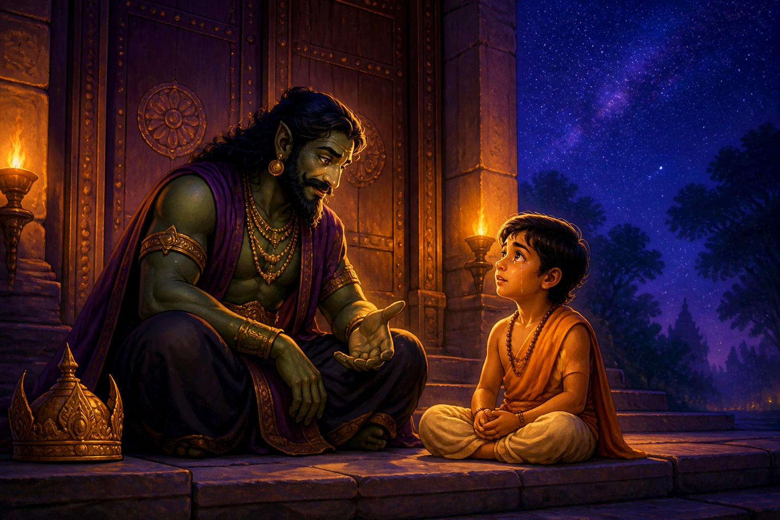 Yama teaching Nachiketa by the door