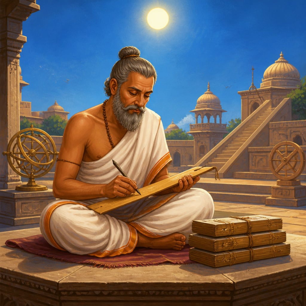 Varahamihira writing at Ujjain under the noon sun