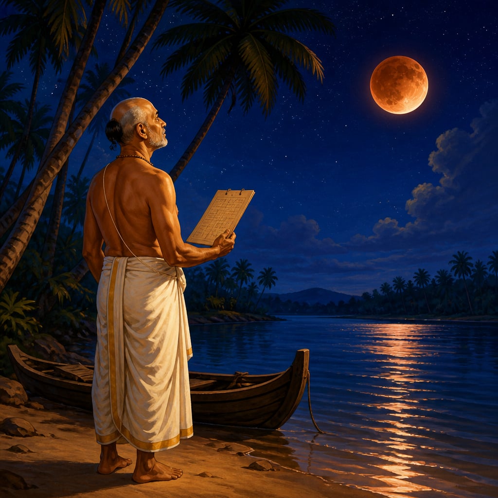 Paramesvara watching an eclipse by the Nila river