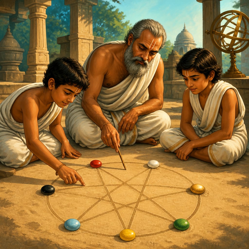 A teacher drawing the seven-pointed star of the week