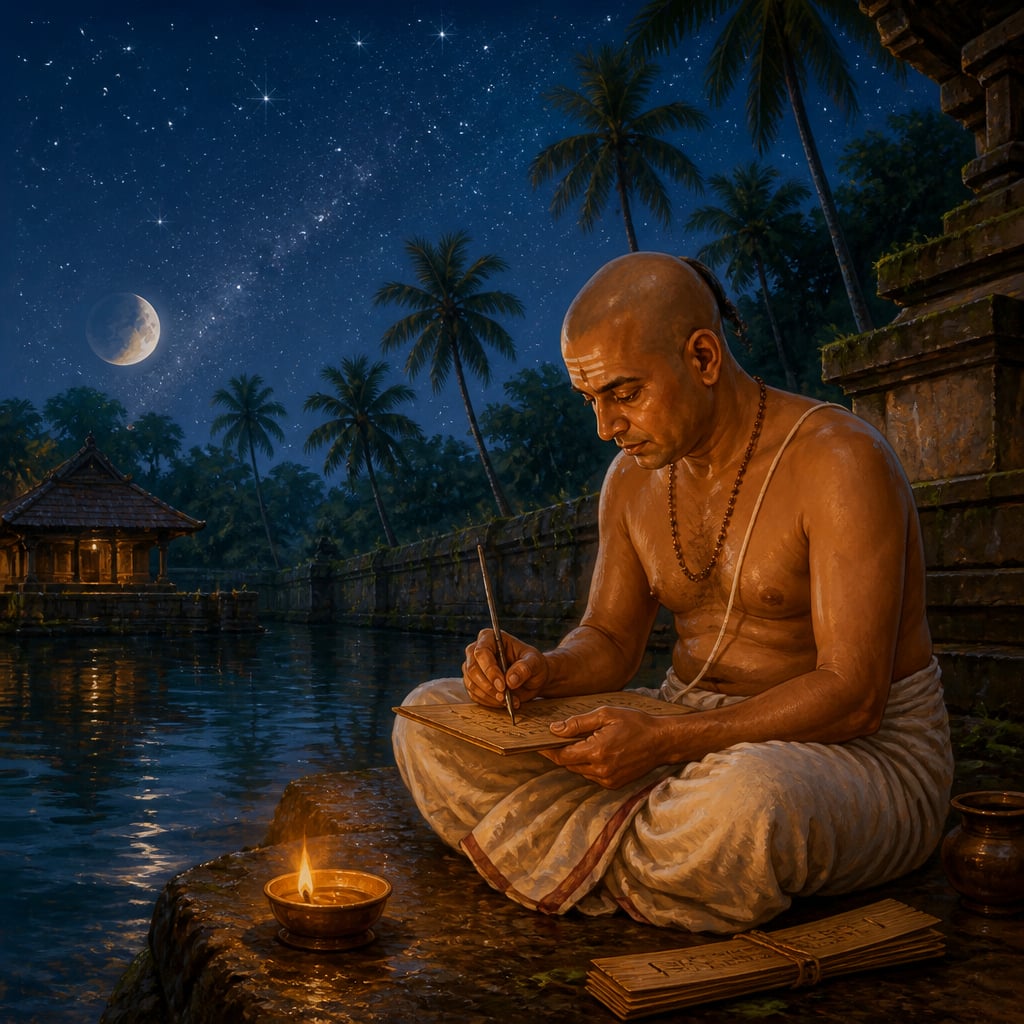 Acyuta Pisarati checking the Moon at Trkkantiyur